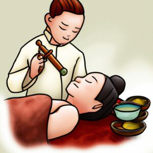 איור של אדם המקבל טיפול ברפואה סינית